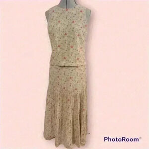 Sheri Martin Vintage Cottage Core Floral Sleeveless Tiered Dress Size 8.